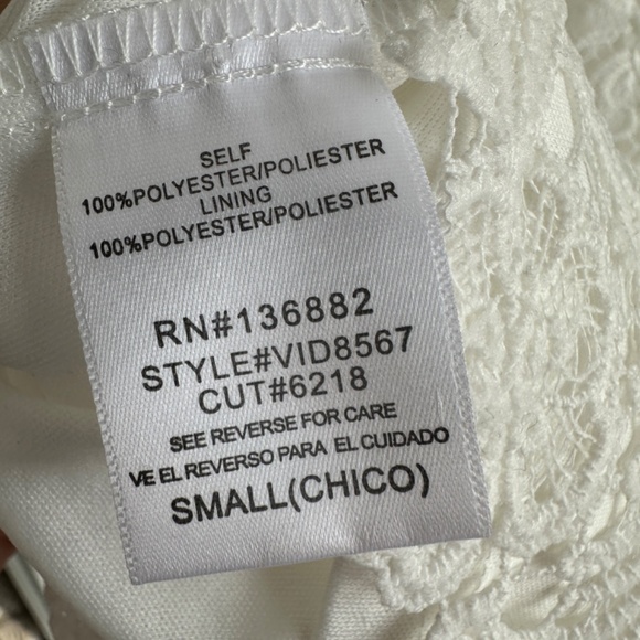 White Lace Dress 70s Style w/Bell Sleeves - Picture 6 of 8